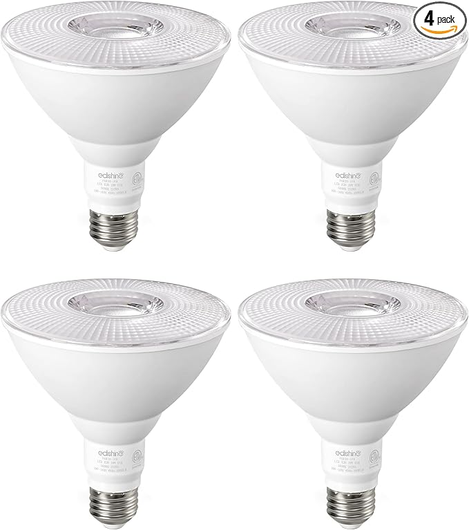 EDISHINE PAR38 Flood Lights Outdoor Bulb, Dimmable LED Flood Light Bulbs, 1800LM, 18W Equivalent 120W, Weatherproof LED Light Bulb for Backyard, Garage, Porch, Garden, 5000K Daylight, E26, 4 Pack