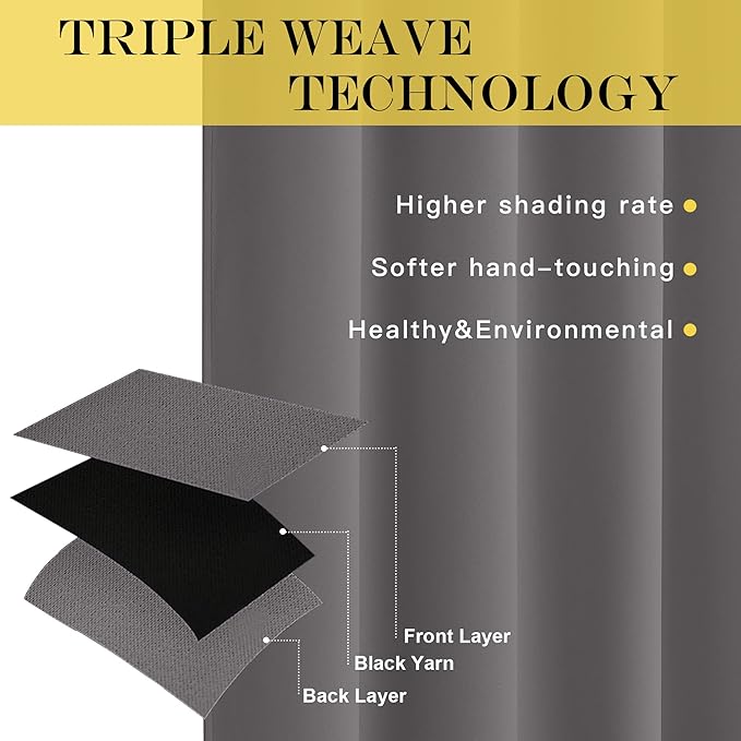 NICETOWN Blackout Window Curtain for Bedroom - (Grey Color) Home Decoration Thermal Insulated Room Darkening Drape/Drapery, W52 x L63 Inch, 8 Grommets/Rings Top, 1 Panel