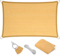 Eden's Decor Straight Flat-Edged Sun Shade Sail Rectangular 7' x 9' Wheat UV-Blocking Outdoor Canopy Fabric Cloth Awning for Pergola Patio Garden Backyard Custom Size
