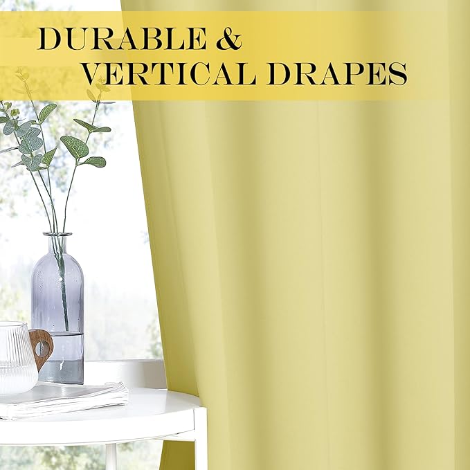 NICETOWN Blackout Patio Curtains 100 x 144 Inches Long for Sliding Door Extral Wide Blackout Curtain Panels Thermal Insulated Room Divider - Grommet Top, 100" W x 144" L, 1 Panel, Paler Yellow