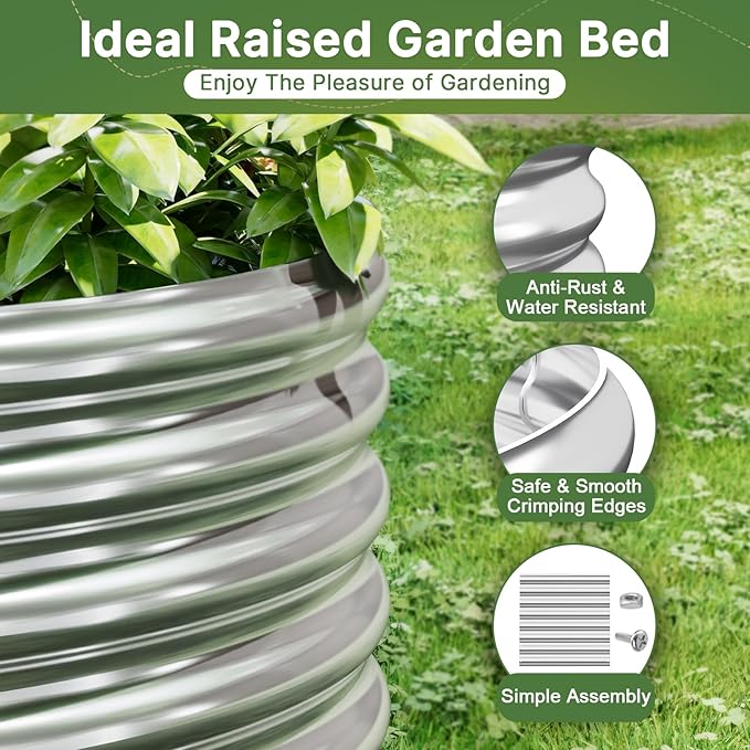 3 PCS Tall 4x2x1.5ft Galvanized Raised Garden Bed Outdoor, Metal Garden Bed for Vegetables, Above Ground Garden Box for Flower, Steel Raised Beds for Gardening