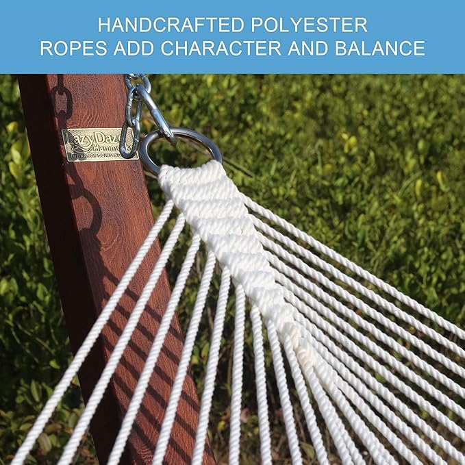 Lazy Daze Hammocks 12 FT Double Quilted Fabric Hammock with Spreader Bar and Detachable Pillow, 2 Person Hammock for Outdoor Patio Backyard Poolside, 450 LBS Weight Capacity, Dark Green