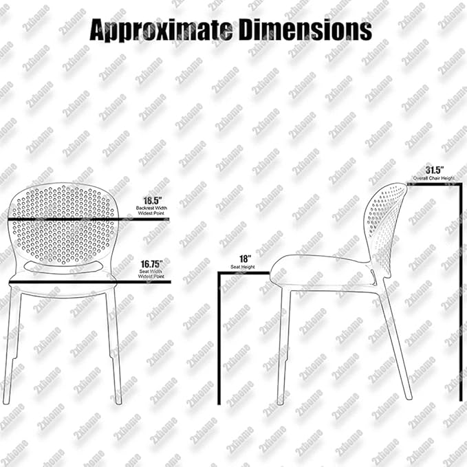 2xhome Set of 4 Patio Dining Chairs | Modern Stackable Outdoor Pool Side Chair | Weather Resistant Plastic for Yard, Porch, Balcony, Kitchen, Teal
