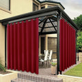 BONZER Extra Wide Waterproof Outdoor Curtains for Patio Heavy Privacy Light Filtering Grommet Outside Curtains for Porch, Pergola, Gazebo, 1 Panel, 150W x 84L inch, Red