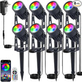 Smart RGB Low Voltage LED Spotlights, APP & Remote Control,Synchronous Dimming Lighting System, IP65 Waterproof,16 Million Colors for Outdoor Landscape,Yard,Garden,Holiday Decoration (8 Pack)
