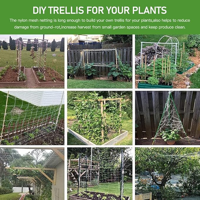 Trellis Netting, CANAGROW Heavy-Duty Garden Plant Trellis Netting for Climbing Plants, Outdoor Indoor Grow Net for Beans Tomatoes Peas Pumpkin Flowers, 6x15ft, Pack of 2