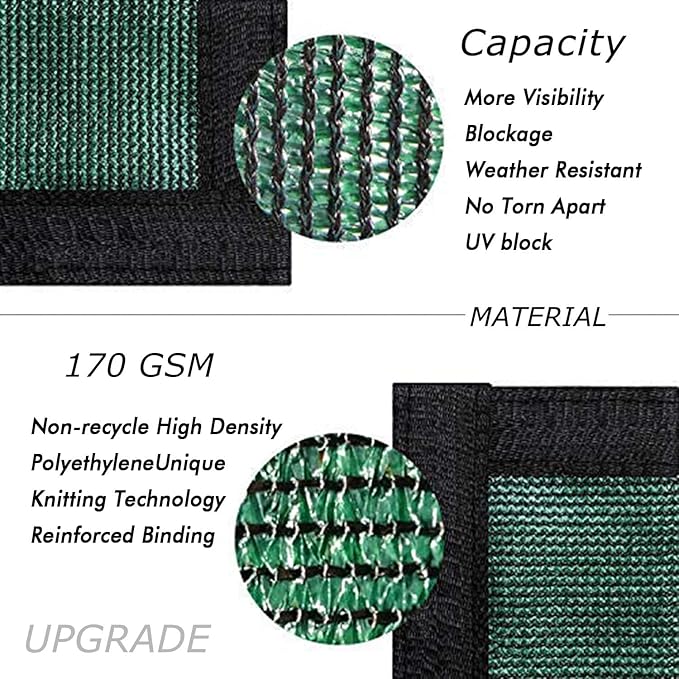 UPGRADE Privacy Fence Screen 3'x59' Dark Green Outdoor 90% Visibility Blockage 170 GSM Mesh Shade Cover Panels for Backyard,Balcony,Home Decoration with Zip Ties,Customized Avaliable