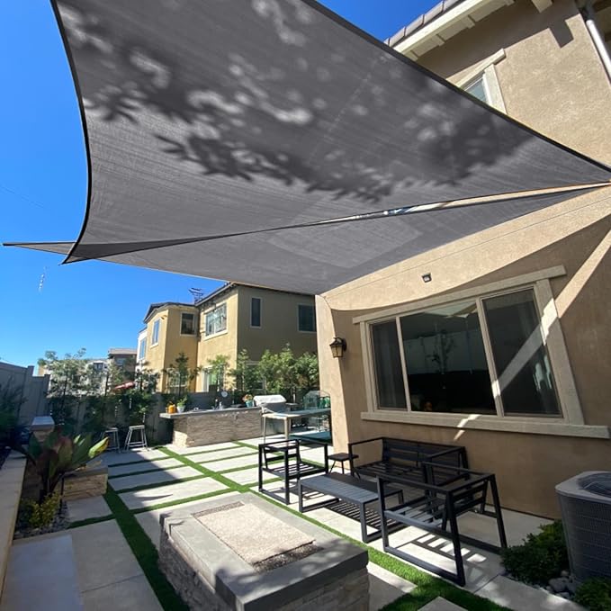 SUNLAX Sun Shade Sail 10' x 15' x 18' Dark Grey Rectangle Canopy Sail Shade Cover UV Block Permeable Sunshade Outdoor for Patio Backyard Deck Pergola (We Make Custom Size)