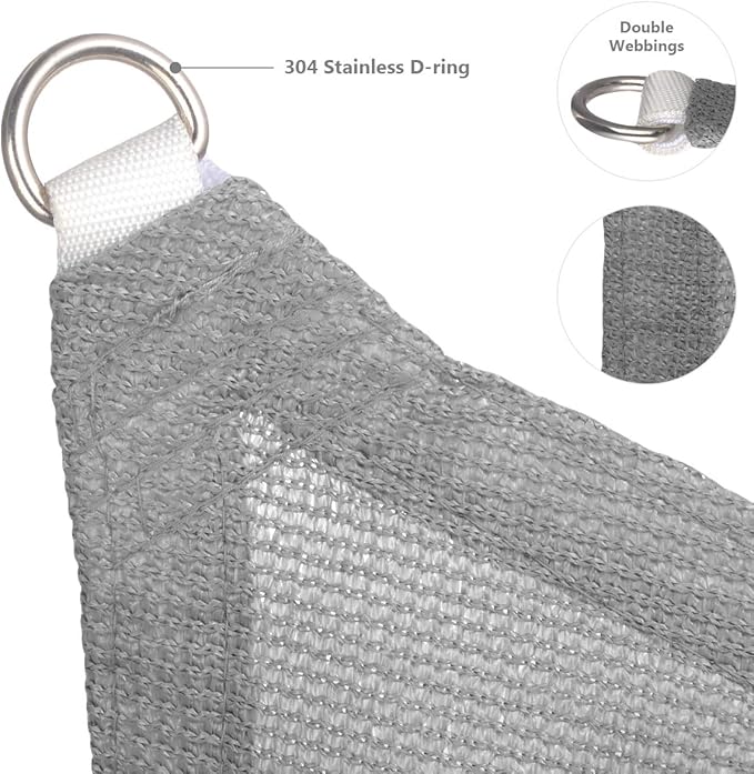 Eden's Decor Straight Flat-Edged Sun Shade Sail Rectangular 7' x 16' Grey UV-Blocking Outdoor Canopy Fabric Cloth Awning for Pergola Patio Garden Backyard Custom Size