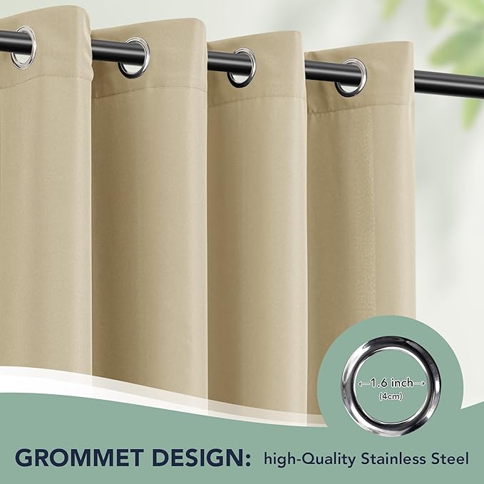 Outdoor Curtains for Patio Waterproof - 6 Panels Privacy Weatherproof Outside Curtains with Grommets for Pergola, Gazebo, Porch, Cabana, Balcony, 54 x 95 Inch, Cream