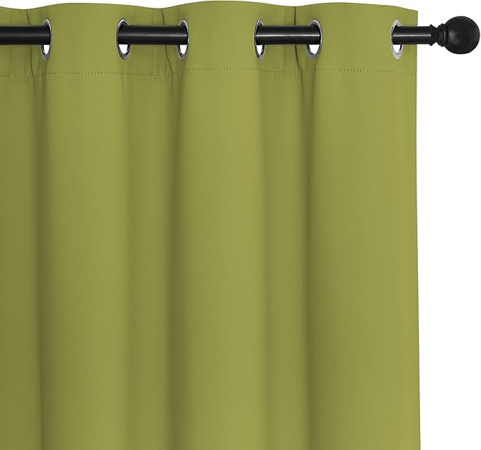 NICETOWN Sliding Door Curtain 108 Inches Long - Blackout Thermal Insulated Grommet Room Divider Privacy Drape for Patio Glass Door, 1 Panel, Fresh Green, 100 Inch Extra Wide