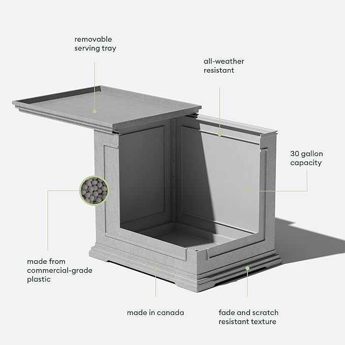 Veradek Brixton Tray Table - 2-in-1 Outdoor Side Table with Storage and Tray for Patio/Porch | Durable All-Weather Resistant | Classic & Functional