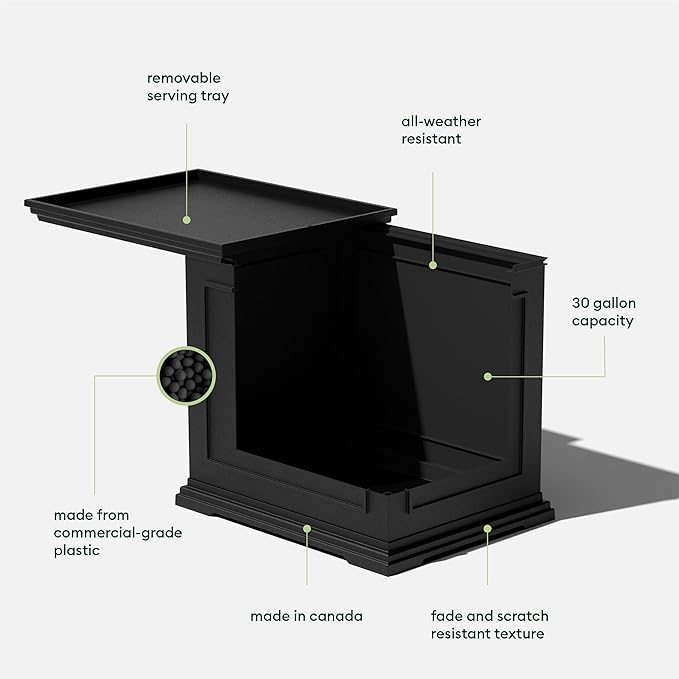 Veradek Brixton Tray Table - 2-in-1 Outdoor Side Table with Storage and Tray for Patio/Porch | Durable All-Weather Resistant | Classic & Functional