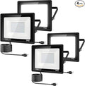 4Pack LED Flood Light Outdoor,100W LED Work Light 11000lm with 6FT US Plug,IP66 Waterproof Exterior Security Lights,6000K Daylight White Outside Floodlights Slim Design for Playground Yard