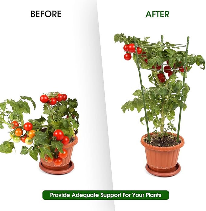 8 Pack Plant Support Tomato Cages for Garden, 18 Inches Small Tomato Cages and Supports with Adjustable Rings for Garden Pots, Plant Stakes Tomato Trellis Rings for Climbing Plants