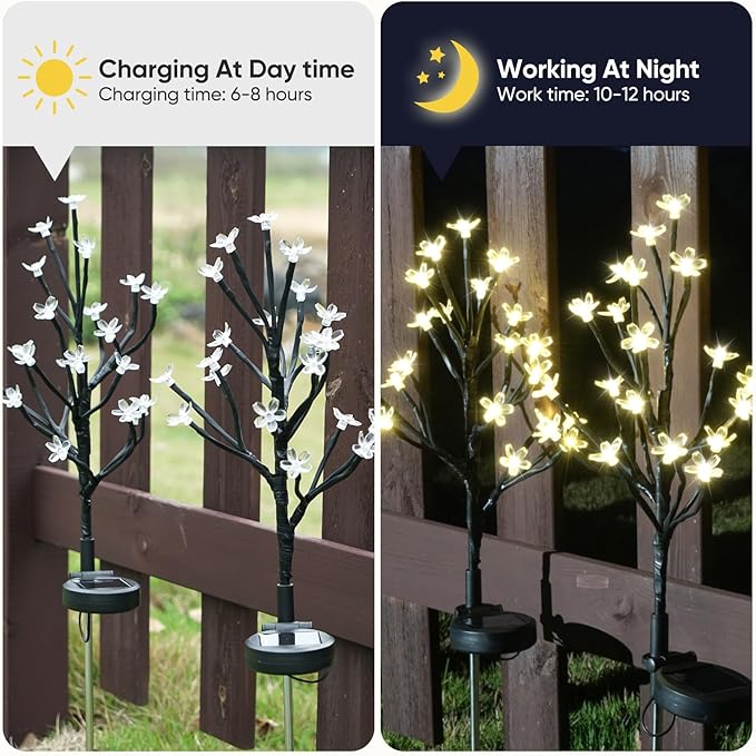 Solar Garden Lights Garden Decor, Solar Flowers Outdoor Decorative,2Pack 40LED Fairy Solar Lights Outdoor Waterproof Outside Yard,Patio,Pathway Decorations,Gardening Gifts for Women Mom