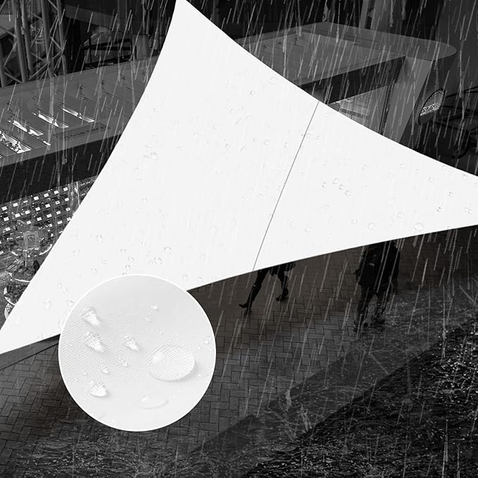SUNNY GUARD Waterproof Sun Shade Sail 6'x6'x6' White Triangle UV Block Sunshade for Backyard Yard Deck Patio Garden Outdoor Activities and Facility(Customized)