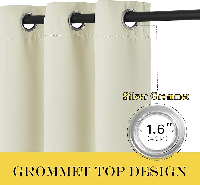 NICETOWN Beige Blackout Sliding Door Curtains for Bedroom - Grommet Blackout Room Darkening French Door Sound Reducing Thermal Curtain Window Treatment for Living Room (W100 x L95, 1 Panel)