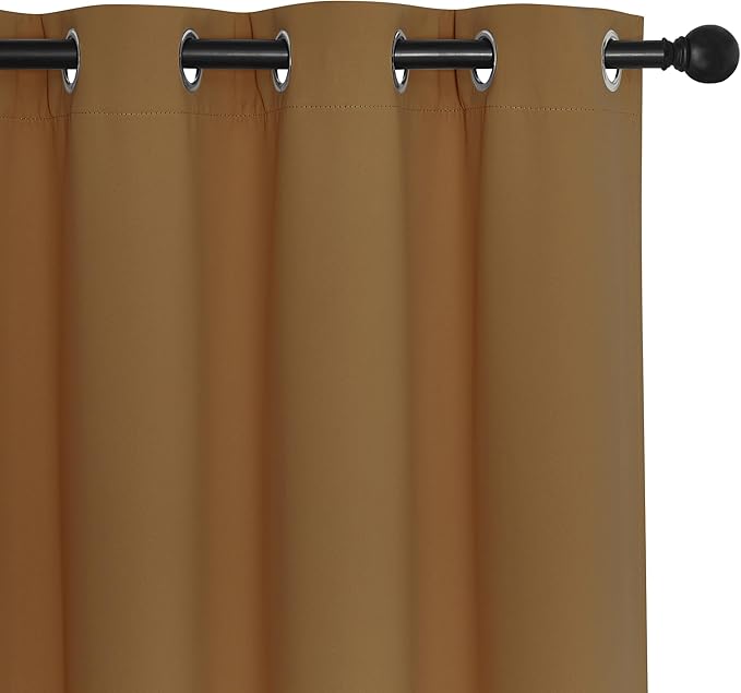 NICETOWN Gold Brown Blackout Curtains 84 inch Length, Grommet Top Room Darkening Drapes for Bedroom Living Room, Light Blocking Window Covering for Privacy (W66 x L84 Inch, 1 Panel)