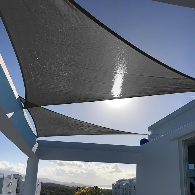 SUNNY GUARD Custom Size 17'x17'x17' Graphite Grey Sun Shade Sail Triangle UV Block Shade for Backyard Yard Patio Deck Garden(Customized)