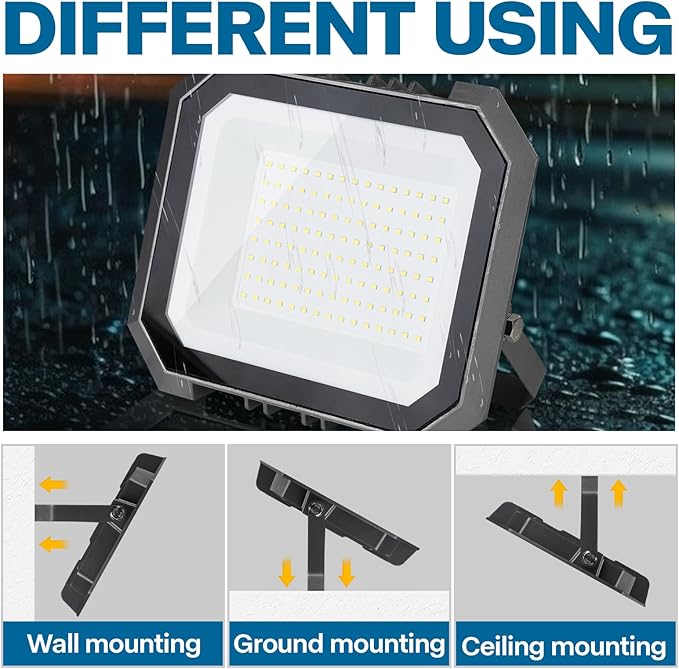 1 Pack LED Flood Lights Outdoor, 100W 10000LM Super Bright Floodlight Outside Work Light with 5.9FT Plug, IP65 Waterproof 6000K Outdoor LED Flood Light for Garage, Yard, Lawn, Garden