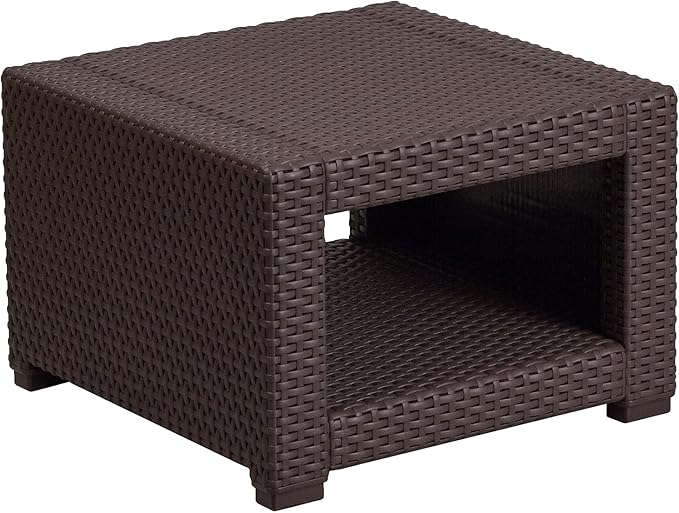 Flash Furniture Seneca Chocolate Brown Faux Rattan End Table