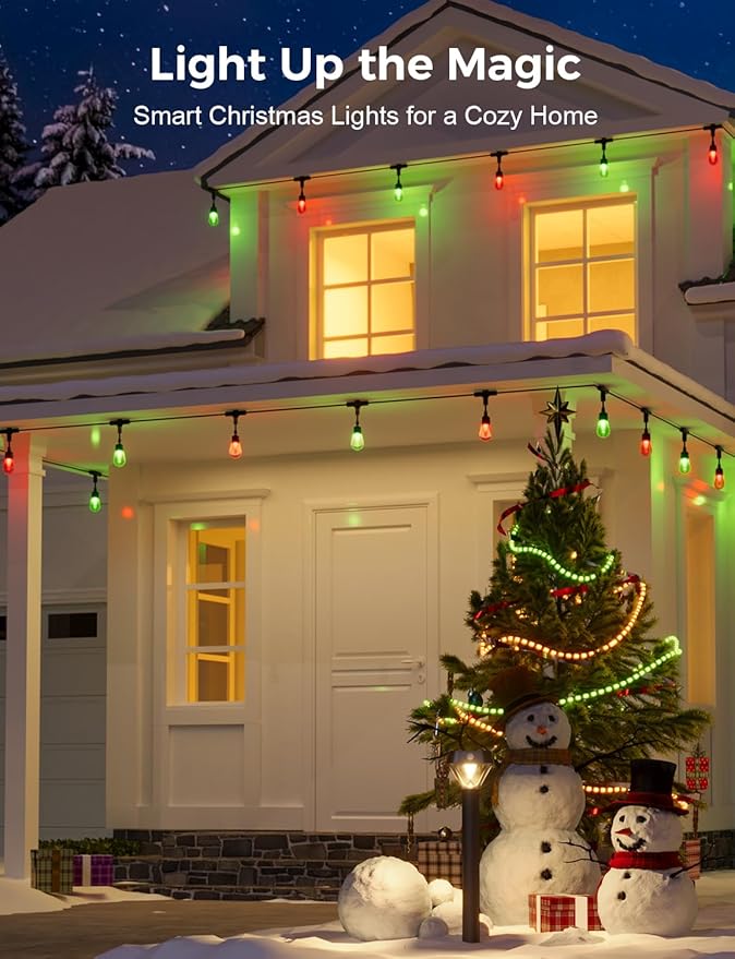 XMCOSY+ Outdoor String Lights Smart, 49Ft RGBCWIC Patio Lights Waterproof, App Control, Compatible with Alexa, Color Changing LED String Light for Outside Yard Garden Porch