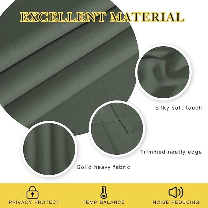 NICETOWN Blackout Curtain for Bedroom 102 inches Long - Grommet Thermal Curtain Light Blocking Room Darkening Window Treatment for Living Room (Dark Mallard, 1 Panel, W66 x L102)