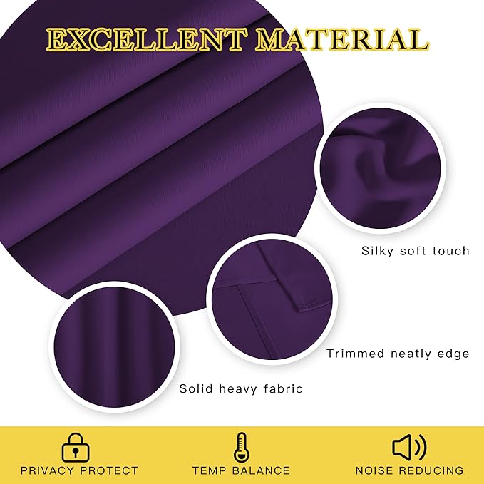 NICETOWN Royal Purple Blackout Curtains for Bedroom/Living Room 132 Inch Length - Thermal Insulated Room Darkening Grommet Top Window Curtains (100 by 132 - Inch, 1 Panel)