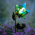Crosslight Glass Flower Solar LED Waterproof Outdoor Garden Stake - Decorative Electronic Light Garden Decor for Yard, Lawn, Patio, Deck, Pathway, Pond, Backyard (Blue)