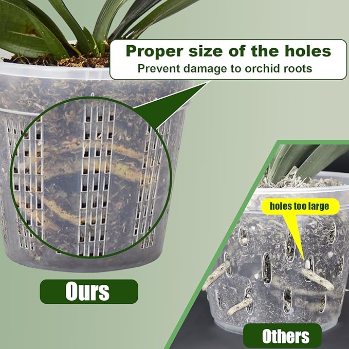 Orchid Pot, 6 Packs of 5.5" Orchid Pots with Holes, Orchid Pots for Repotting, Plastic Orchid Planter for Indoor Outdoor Plants (6 Packs, 5.5")
