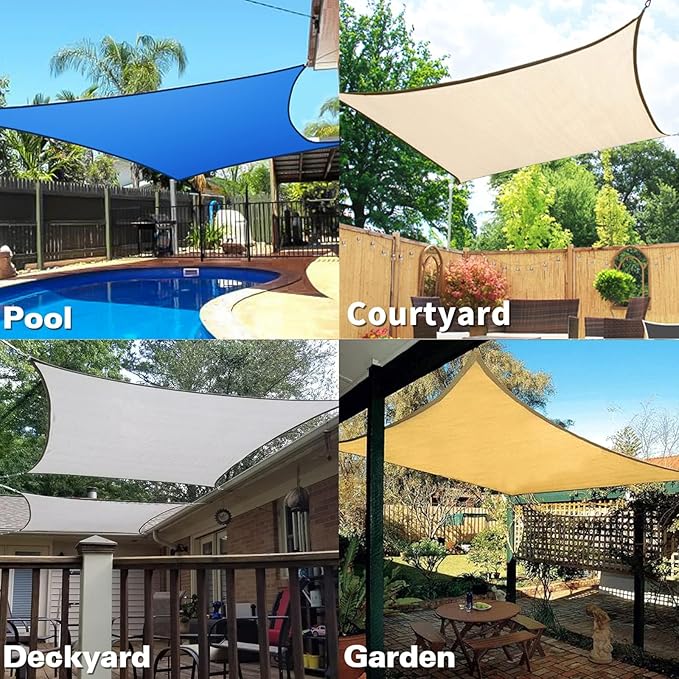 KANAGAWA Sun Shade Sail Curved 20'X26' Sand Rectangle Outdoor Shade Cover UV Blovk Canopy for Patio Garden Backyard Heavy Duty Permeable 185GSM (We Make Custom Size)
