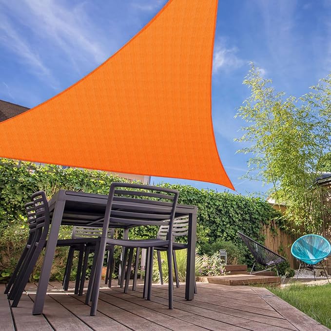 E&K Sunrise 17' x 17' x 17' Sun Shade Sail Triangle Canopy Shade Cover UV Block for Patio Backyard Garden Outdoor (Orange)