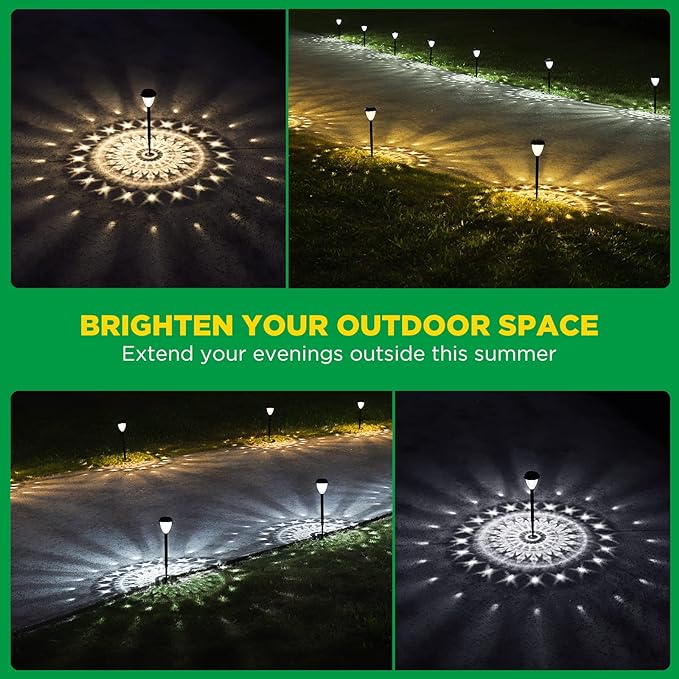 Super Bright Solar Lights Outdoor Waterproof-10 Pack, Dusk to Dawn Up to 12 Hrs Solar Powered Outdoor Pathway Garden Lights Auto On/Off, LED Landscape Lighting Decorative for Walkway Patio Yard