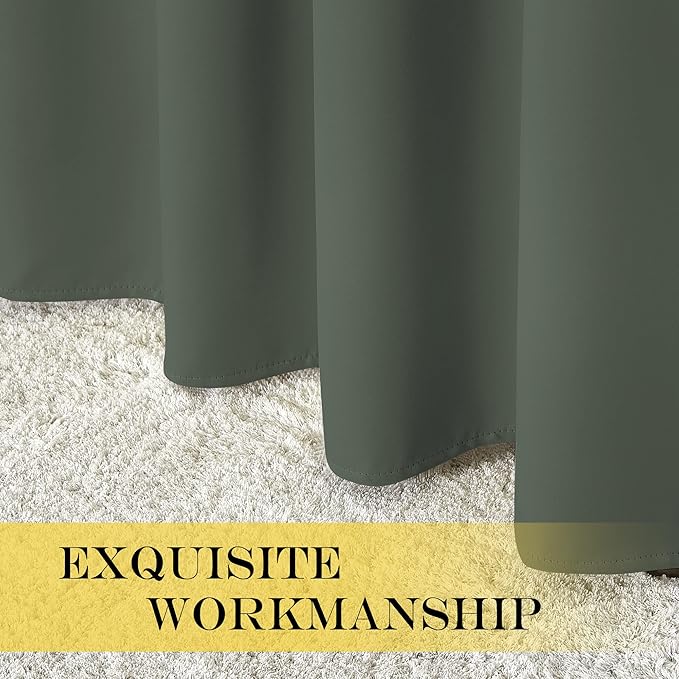 NICETOWN Blackout Curtain Drape for Bedroom - Grommet Noise Reducing Thermal Insulated Room Darkening Window Treatment for Living Room (1 Panel, Dark Mallard, W66 x L66 Inch)