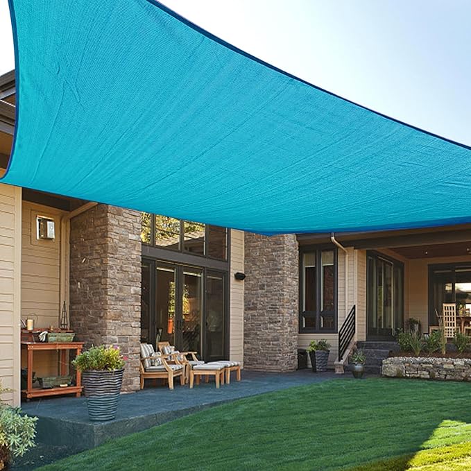 LOVE STORY Custom Size 4'x8' Turquoise Blue Sun Shade Sail Rectangle UV Block Canopy Patio Sail Sunshades Fabric for Outdoor Garden Carport (We Make Custom Size)