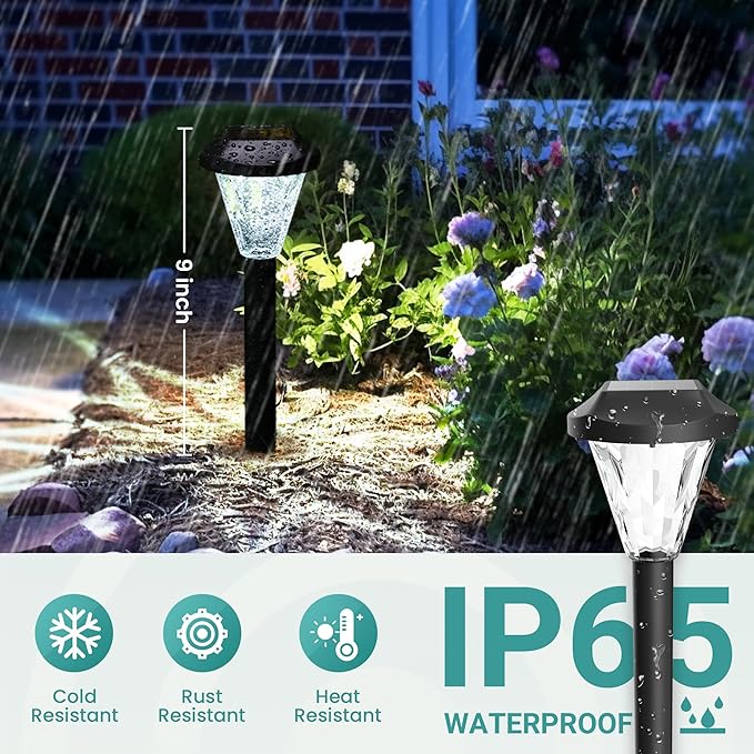 GIGALUMI 8 Pack Solar Lights Outdoor Waterproof, Outdoor Solar Lights for Yard, Solar Garden Lights, Yard Decorations Outdoor for Pathway, Patio, Garden, Driveway, Lawn, and Landscape(Cold White)