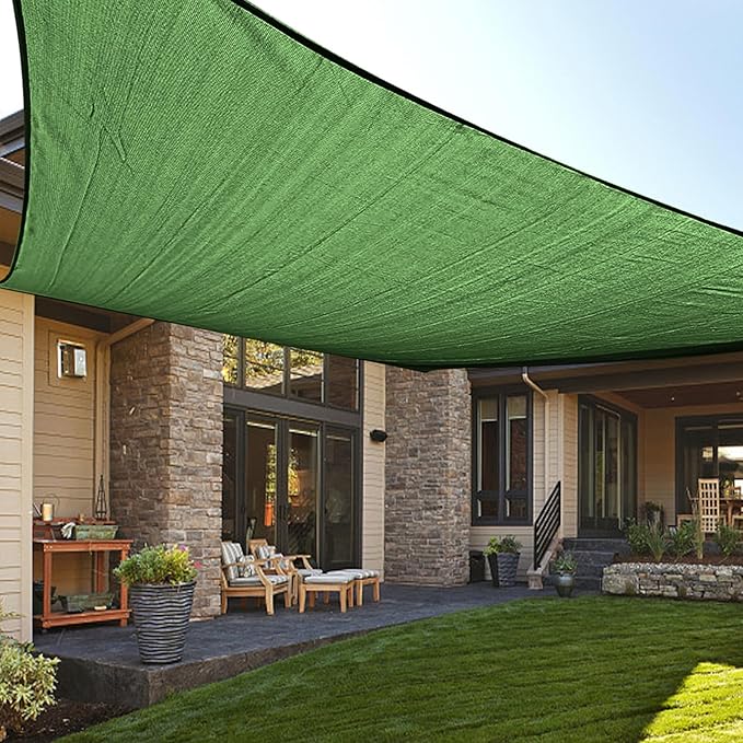 LOVE STORY Custom Size 10'x24' Piquant Green Sun Shade Sail Rectangle UV Block Canopy Patio Sail Sunshades Fabric for Outdoor Garden Carport (We Make Custom Size)