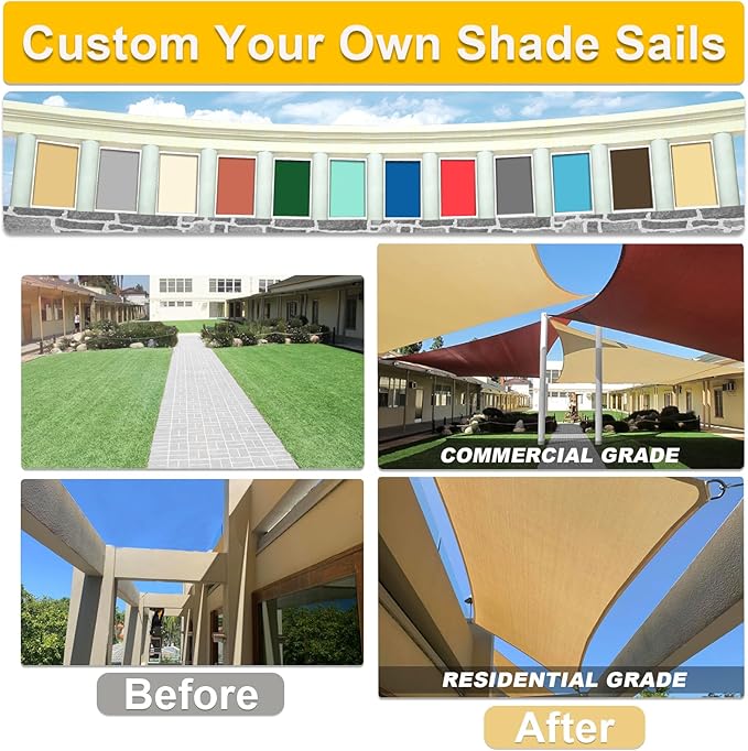 KANAGAWA Sun Shade Sail Curved 16'X20' Dark Gray Rectangle Outdoor Shade Cover UV Blovk Canopy for Patio Garden Backyard Heavy Duty Permeable 185GSM (We Make Custom Size)