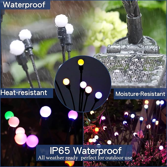 TONULAX Solar Garden Lights, Starburst Swaying When Wind Blows, Solar Lights Outdoor Decorative, Color Changing RGB Light for Yard Patio Pathway Decoration(4 Pack)