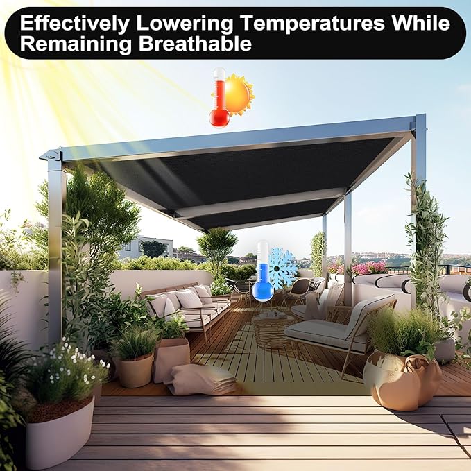 Artpuch 90% Sun Shade Cloth, 3 x 10 FT Pergola Shade Cover Canopy with Grommets, Sun Screen Fabric Tarp for Patio, Outdoor, Garden, Backyard, Black