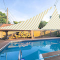 E&K Sunrise 19' x 19' x 19' Sun Shade Sail Triangle Canopy Shade Cover UV Block for Patio Backyard Garden Outdoor (Beige White Strip)