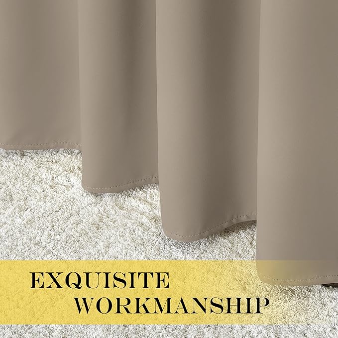 NICETOWN Blackout 84 inch Curtains for Sliding Glass Door, Grommet Thermal Insulated Room Darkening Window Treatment Sound Reducing Drapes for Room Divider, Taupe, 1 Panel, W100 x L84