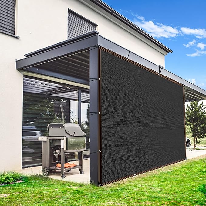 QLOFEI 4x20 FT Shade Cloth with Grommets, 90% Sun Shades Outdoor Patio Mesh Tarp, Easier to Hang Sunblock Neting Cover -for Garden Greenhouse Pergola Lawn Kennel Chicken Coop