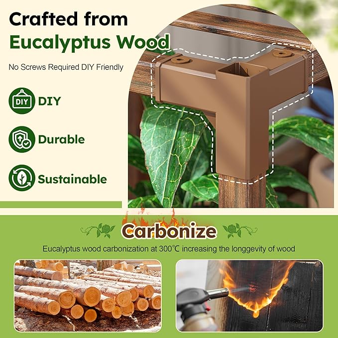 EnHomee Plant Stand Indoor Wood Plant Stand Outdoor Plant Shelves for Multiple Plants Stands with 11-16 Potted for Living Room Patio Balcony Yard Garden 34.2''W×11.8''D×47.4''H