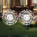 Solar Garden Lights Solar Firework Light Outdoor Waterproof 2 Pack Solar Powered Art Stake Twinkle Lights Outside Decor 180 LED Sparklers String Light for Yard Pathway Decorations (White)