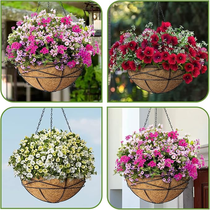 4 Pack 16 Inch Natural Coconut Fiber Liners for Hanging Planter Round Coco Replacement Liner for Flower Baskets Bowl Planters Coco Coir Pots for Outdoor Garden Plants