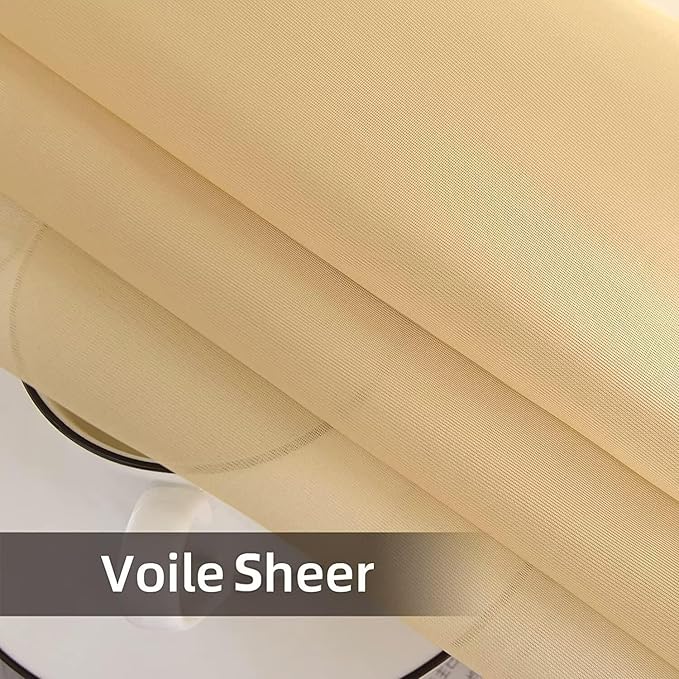 SpaceDresser Waterproof Outdoor Sheer Curtains for Patio - 2 Panels Rod Pocket Indoor Voile Sheer Curtain for Living Room,52W x 84L inch, Beige