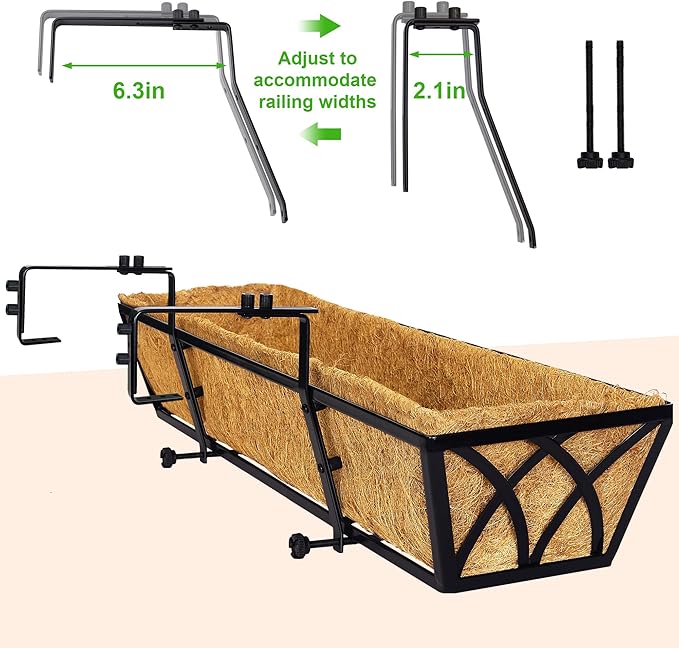 24in 4pcs Planter Box with Coco Liner, Rust-Resistant Metal Frame, Drainage Hole, Indoor/Outdoor Use, Black Finish