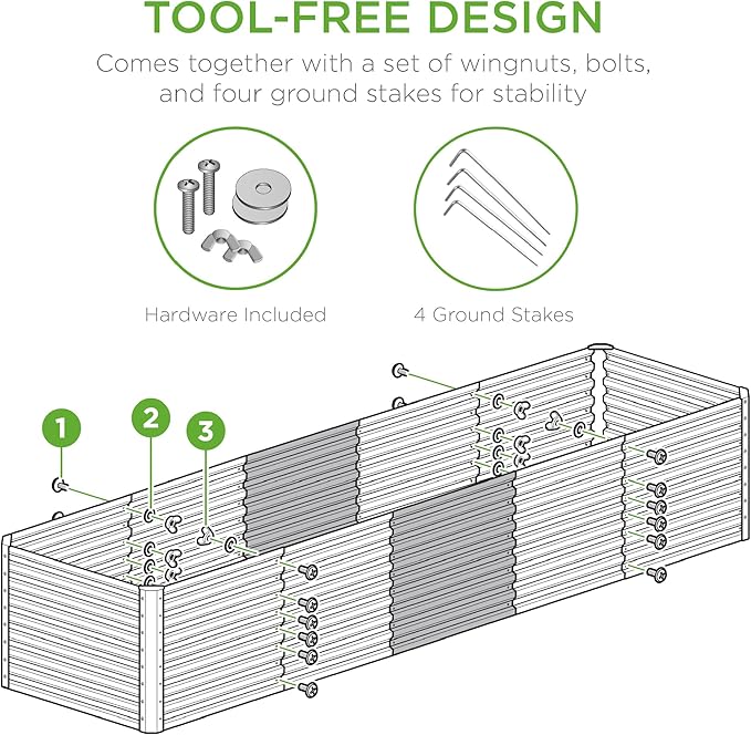 Best Choice Products 8x2x2ft Raised Outdoor Metal Garden Bed, Deep Root Box Planter for Vegetables, Flowers, Herbs, 240 Gallon Capacity, 100% Non Toxic Materials - Sage Green
